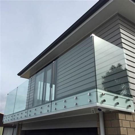 Balcony Frameless Glass Deck Railing Systems Stainless Steel Standoff