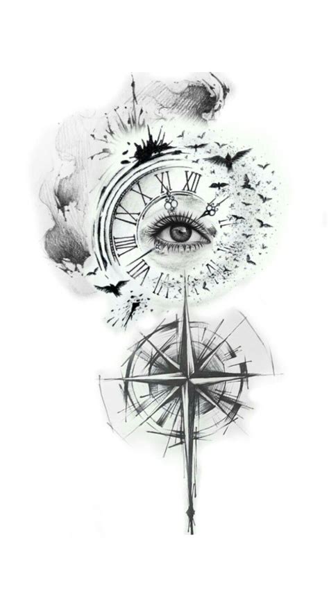 Pin By Vedat Doğan On Tattoo Desing Vintage Clock Tattoos Third Eye Tattoos Clock Tattoo Sleeve