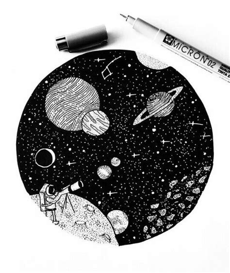 Pin By Erika F On Ilustraciones Black Pen Drawings Space Drawings