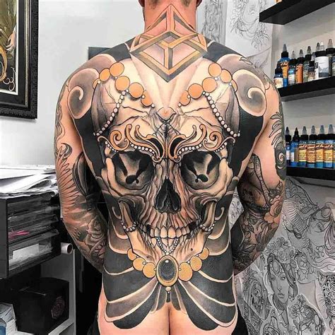 Skull Tattoo On Full Back Back Tattoo Back Tattoos For Guys Skull