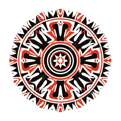 Typical Pattern Of The Dayak Tribe In A Circle Ethnic Floral
