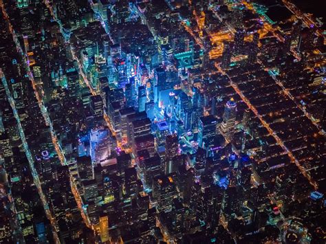 New York City Times Square Usa Night City Aerial View Cityscape