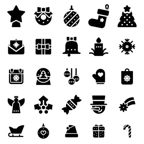 Christmas Icons Set Vector Illustrations 4865970 Vector Art At Vecteezy