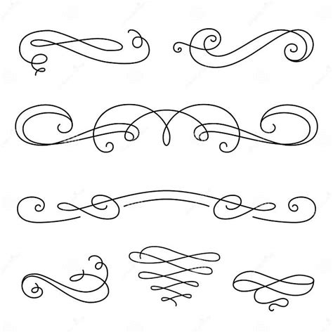 Scroll Elements Set Of Vintage Calligraphic Vignettes Stock Vector