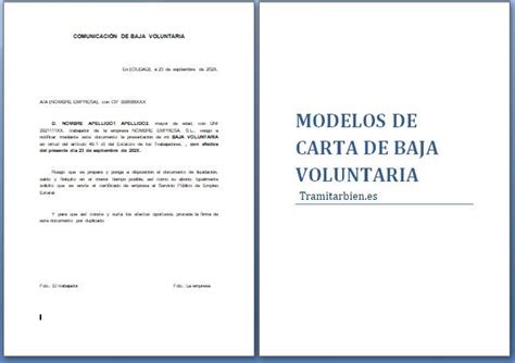 Modelo Carta De Baja Voluntaria Plantillas En Word Pdf