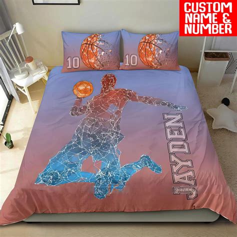 Personalized Basketball Bedding Sets Custom Name Basketball Etsy