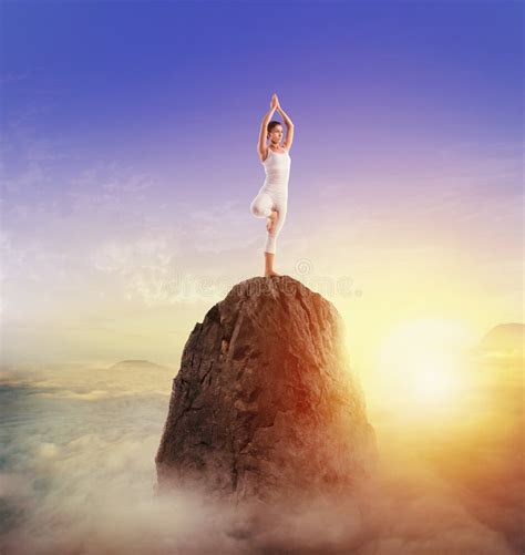 Yoga On Top Of The Mountain Stock Image Image Of High Mind 106016463