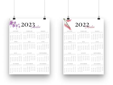 20222023 Printable One Page Calendar A4 A3 And Us Letter Etsy