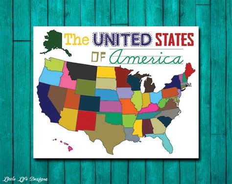 Usa Map Wall Art Map Of The United States Classroom Decor Etsy