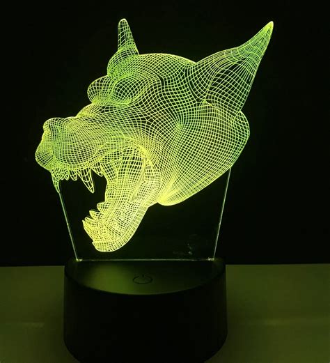 Wolf Head Lamp 3d Illusion 7 Color Led Night Lamps Led Night Light