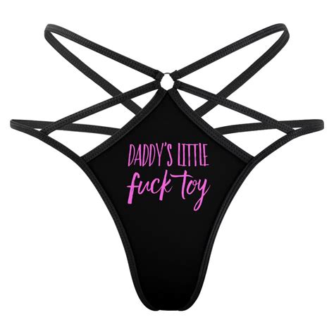Daddys Little Fuck Toy Pink Black T Back Panties Kinky Cloth