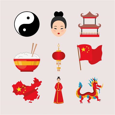 Chinese Culture Icons 2711008 Vector Art At Vecteezy