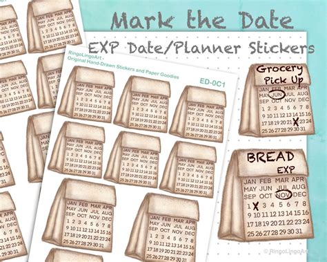 Mark The Date Kraft Paper Bag Stickers Expiration Date Etsy
