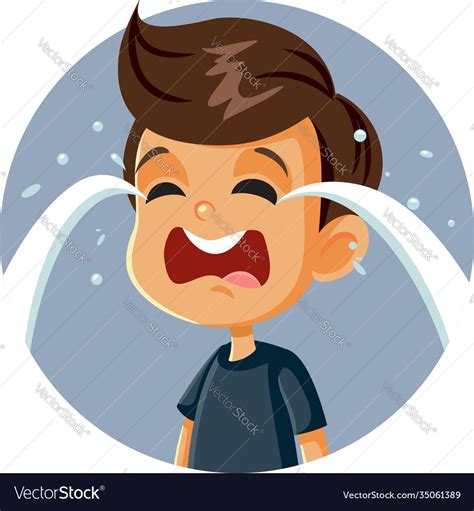Little Sad Boy Crying Cartoon Character Royalty Free Vector
