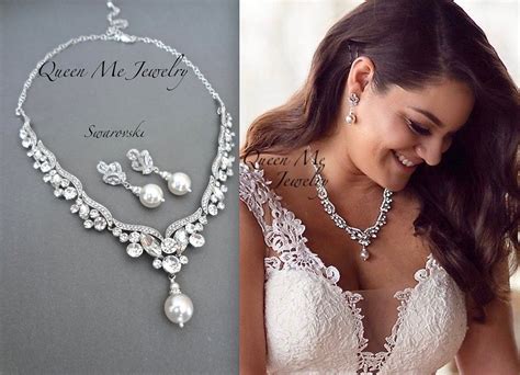 Wedding Jewelry Set For A Bride Mother Of The Bride Crystal Bib