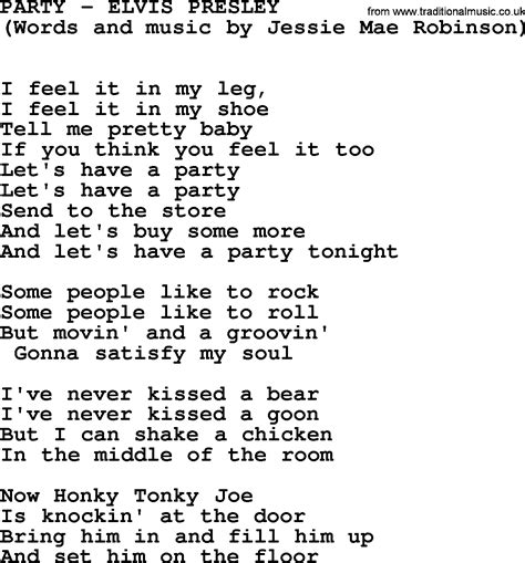 Party By Elvis Presley Lyrics