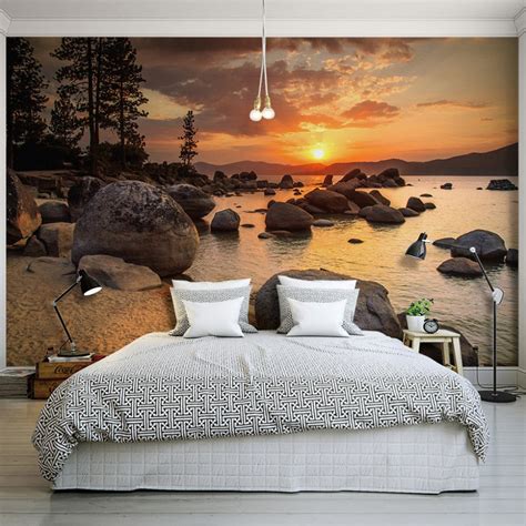 Custom Photo Wallpaper Murals 3d Sunset Beach Scenery Bvm Home