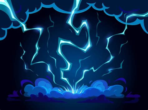 Premium Vector Cartoon Blue Lightning Thunderstorm Discharge