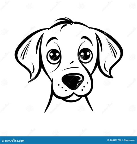 Cute Dog Clipart Minimalist Vector Line Art With Puppy Eyes Royalty