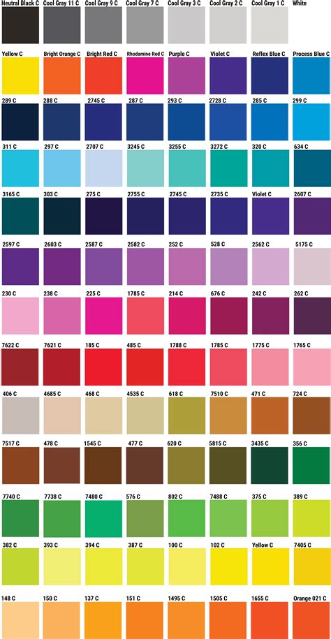 Pms Coated Color Chart