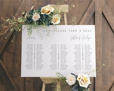 Wedding Seating Chart For Long Table Banquet Wedding Seating Etsy
