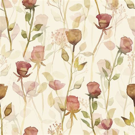 Hand Painted Abstract Dried Roses Pattern Rose Pattern Print