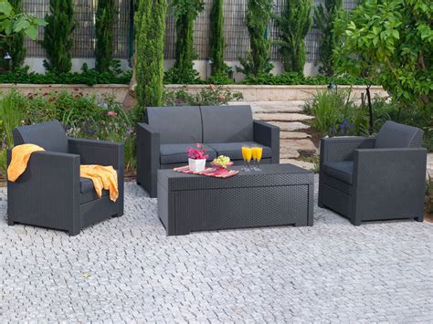 Salon de jardin resine tressee gris carrefour - Mobilier ...
