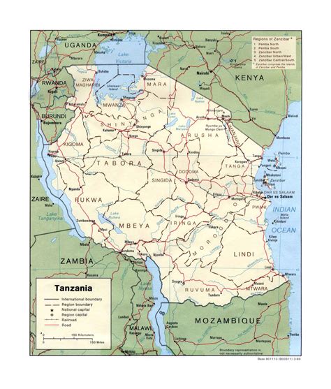 Detailed Political And Administrative Map Of Tanzania With Roads