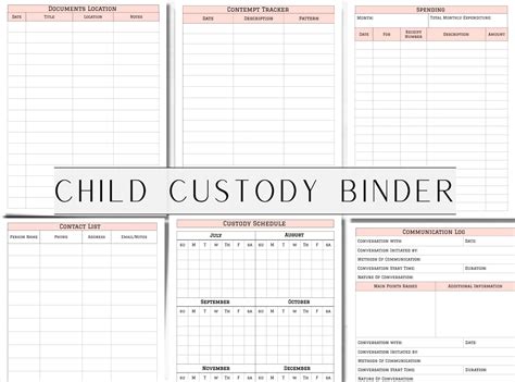 Child Custody Binder Custody Planner Coparenting Calendar Etsy