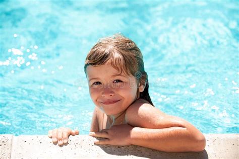 Child Relax In Summer Swimming Pool Little Boy Playing In Outdoor
