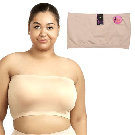 AllTopBargains Plus Size Seamless Strapless Bandeau Tube Tops Sports