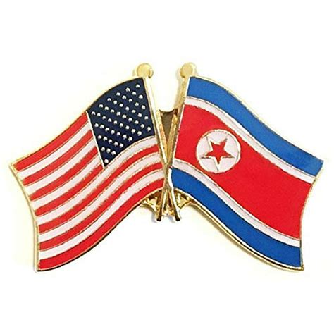 box of 12 north korea and us crossed flag lapel pins korean and american double friendship pin