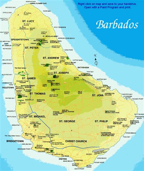 Barbados Map Of Beaches
