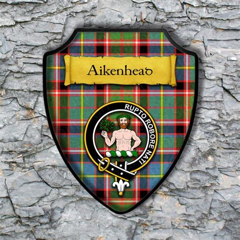 Aikenhead Shield Plaque With Scottish Clan Coat Of Arms Badge Etsy