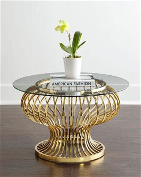 Round Two Tiered Gold Legs Glass Coffee Table A round coffee table that knows how to modern round nesting coffee tables with gold dipped legs: