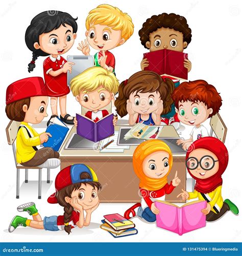Group Of International Children Learning Stock Vector Illustration Of