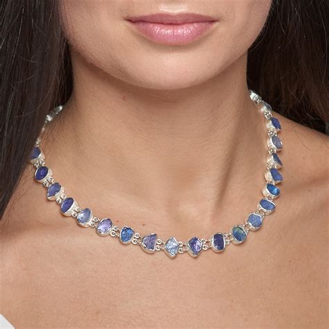 Tanzanite Gemstone Ladies Necklace And Bracelet Jewellery Set Made To
