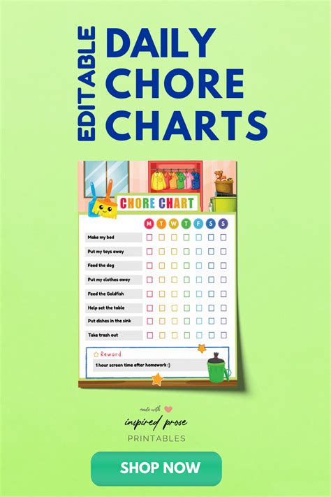 Editable Chore Charts For Multiple Children Pin By Julie Campbell On