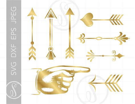 Gold Arrows Svg Clip Art Cut Files Gold Vector Hand Pointing Etsy