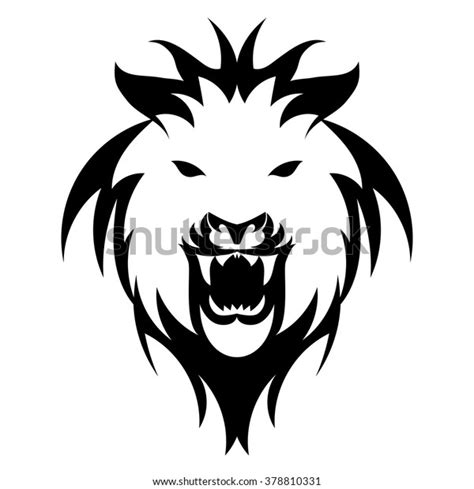 Vector Illustration Lion Face Black White 스톡 벡터로열티 프리 378810331