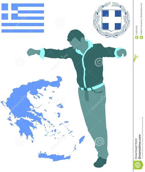 Greek Evzone Dancing Folklore Silhouette Traditional Dance Greece Map