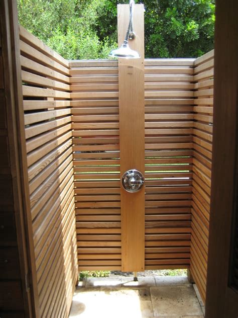Cedar Teak Outdoor Shower Beach Style Other By Lance Vogl Architects Aia