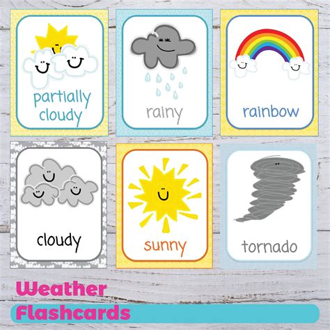 Printable Weather Flashcards Educational Flashcards Etsy Hong Kong