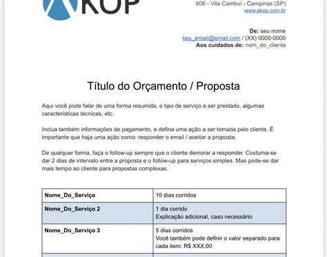 Modelo De Orçamento Para Prestação De Serviços Modelo Em Word Akop Blog