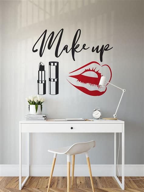 Makeup Wall Decal Beauty Salon Wall Sticker Red Lips Wall Etsy Wall