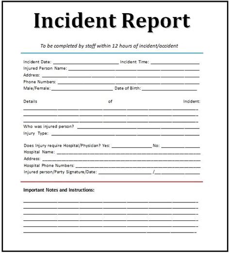 Incident Report Template Free Report Templates Incident Report Form