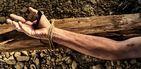 Arm Of Christ Nailed To A Wooden Cross Stock Foto Adobe Stock