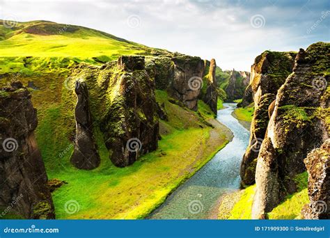 Fjadrargljufur Canyon In Southern Iceland Stock Photo Image Of