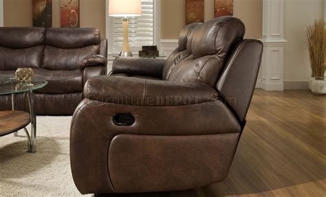 Brown Top Grain Premium Leather Modern Reclining Sofa Woptions