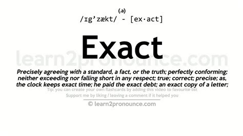 Pronunciation Of Exact Definition Of Exact Youtube